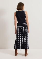 Liz Scallopped Skirt - Navy/Ivory
