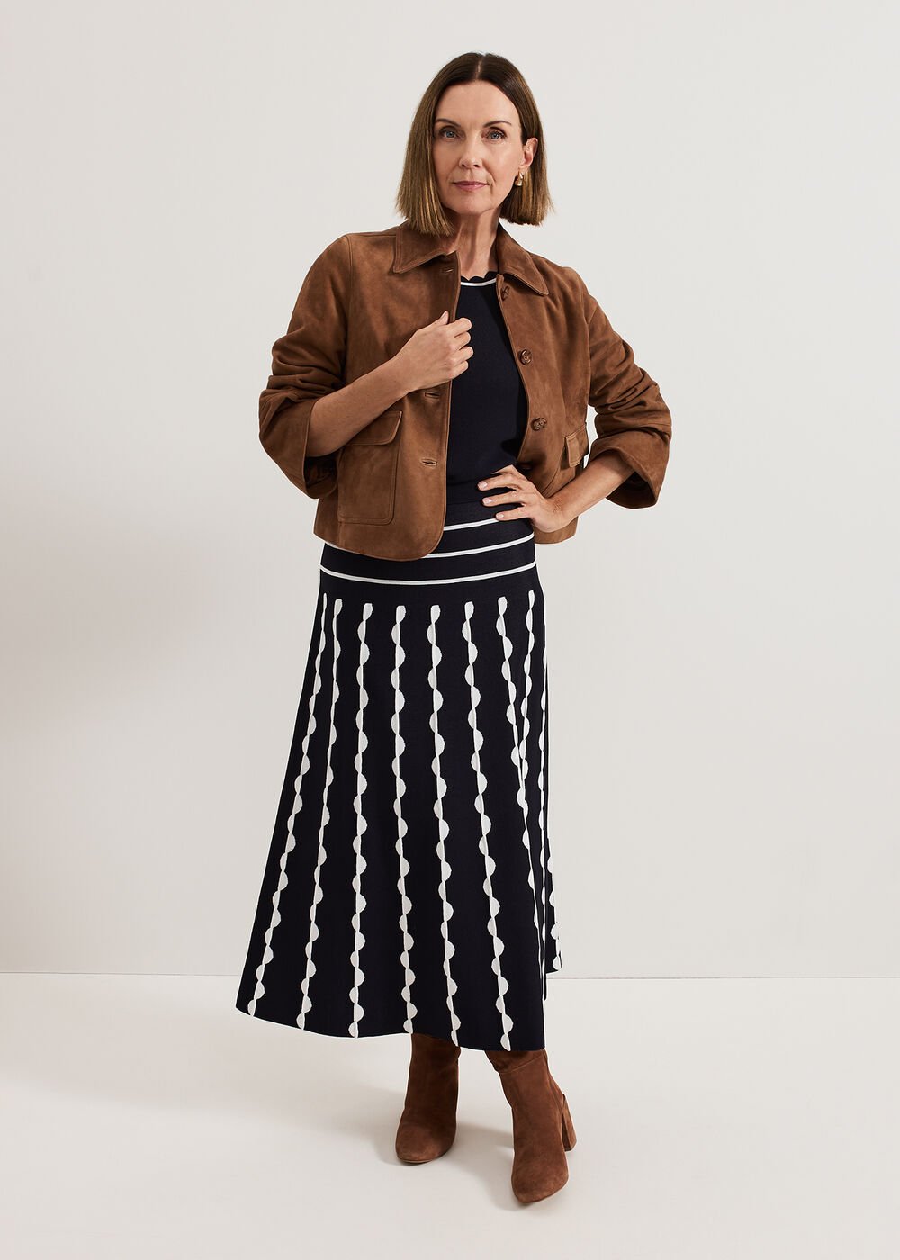 Liz Scallopped Skirt - Navy/Ivory