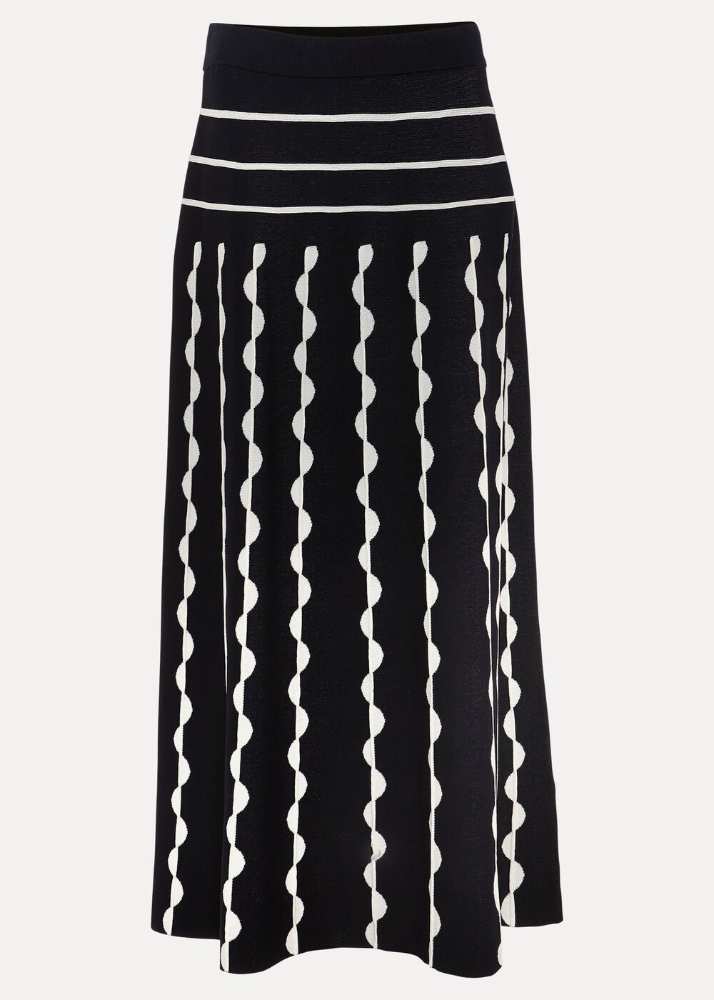 Liz Scallopped Skirt - Navy/Ivory