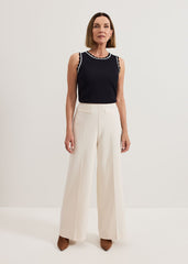 Liz scallop knit Shell Top - Navy/Ivory