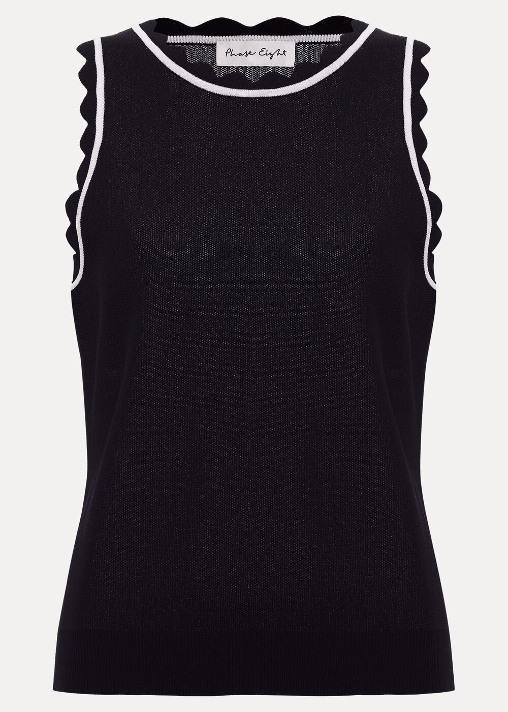 Liz scallop knit Shell Top - Navy/Ivory