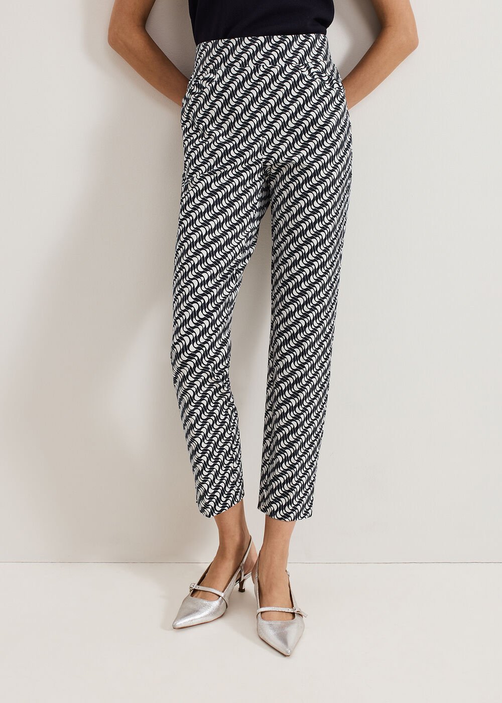 Carmella Trouser - Navy/Ivory