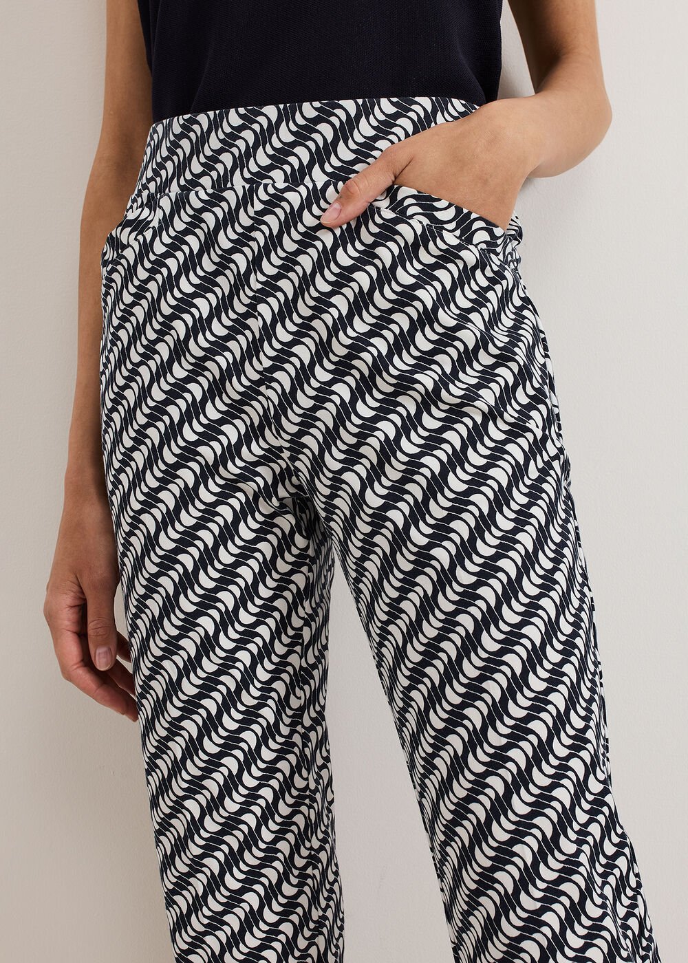 Carmella Trouser - Navy/Ivory