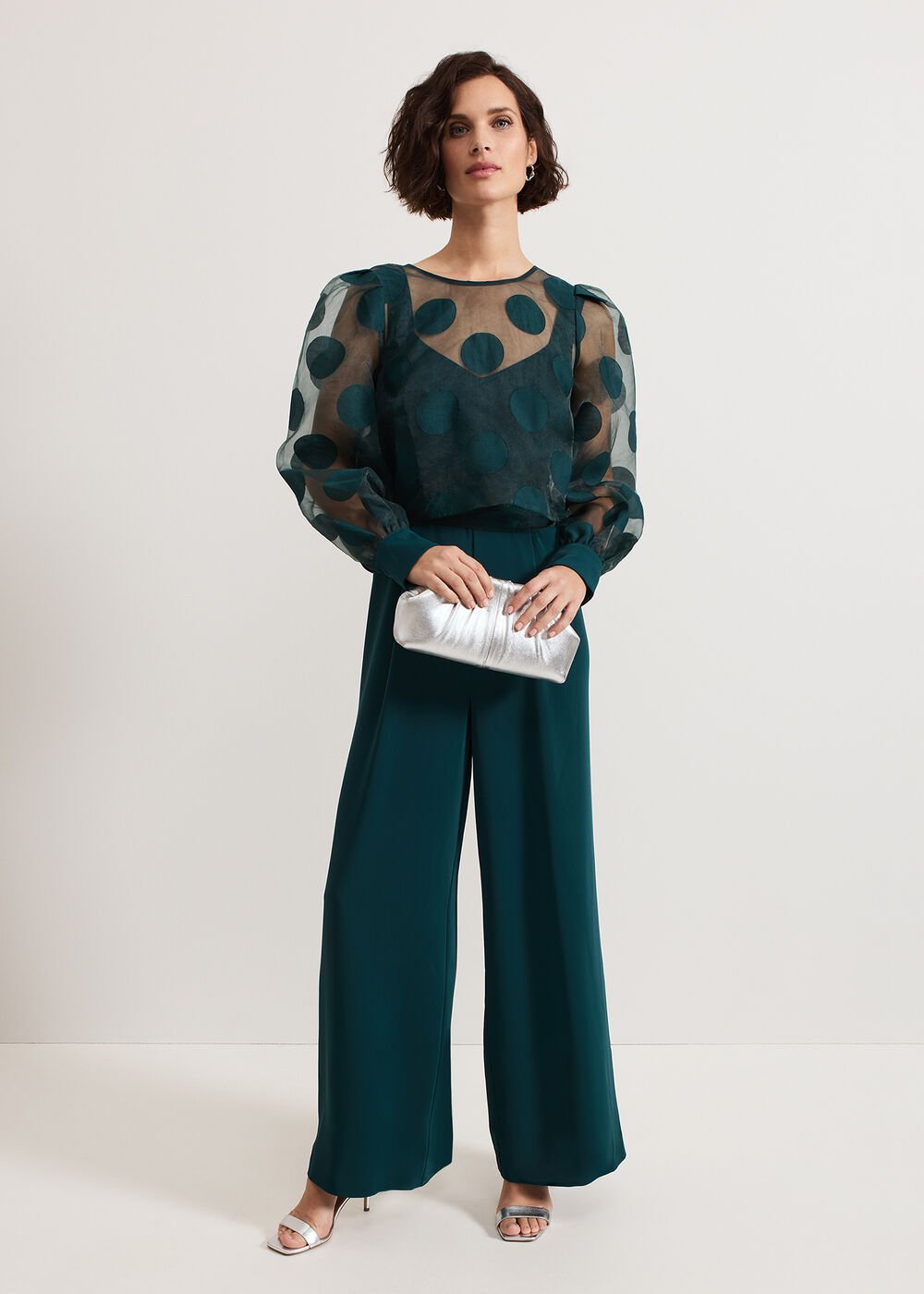 Davina Spot Jumpsuit - Dark Green