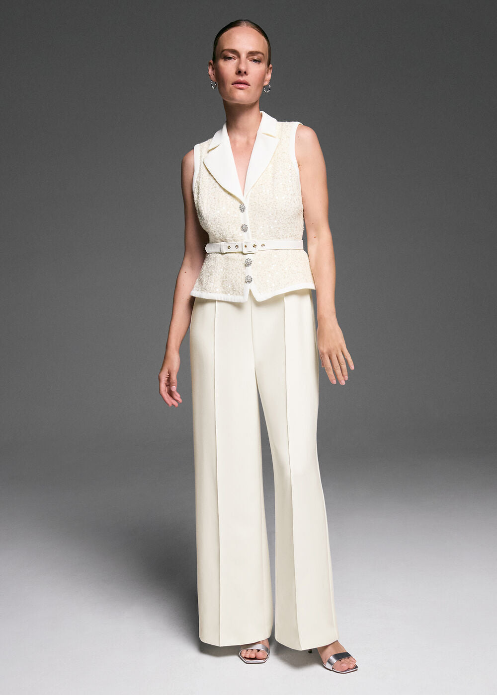 Ruby Sequin Tailored Jumpsuit - Ivory