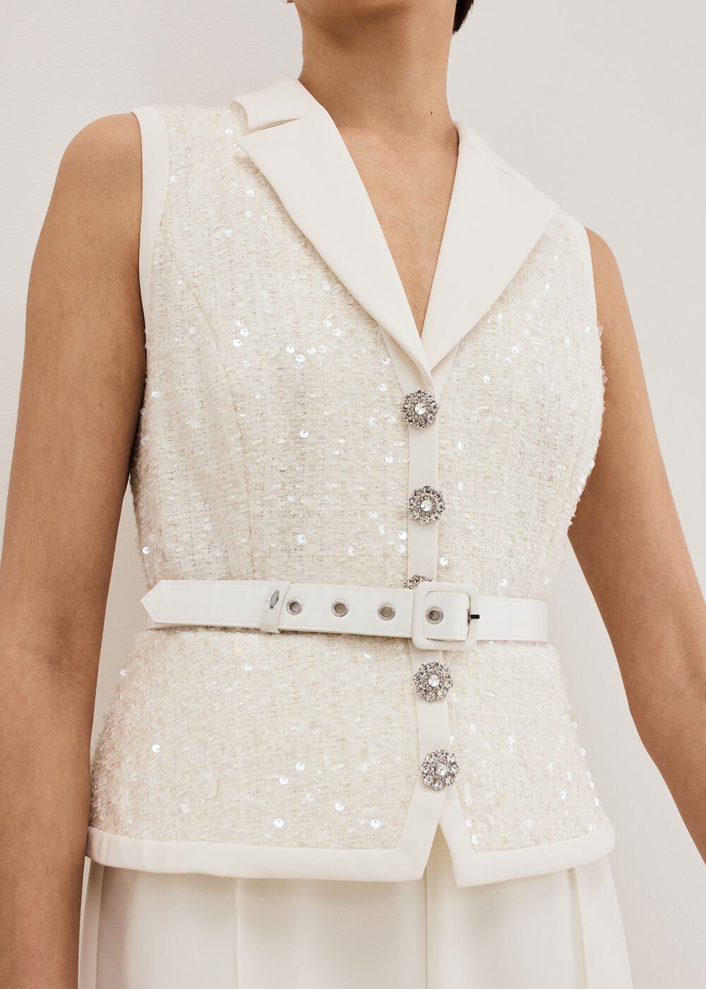 Ruby Sequin Tailored Jumpsuit - Ivory