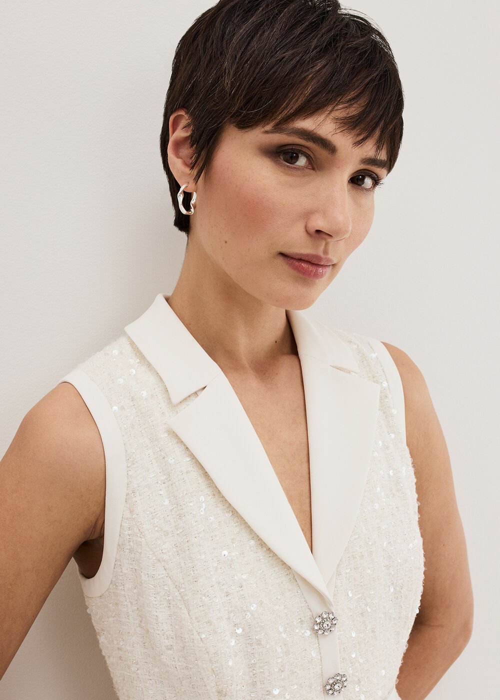 Ruby Sequin Tailored Jumpsuit - Ivory