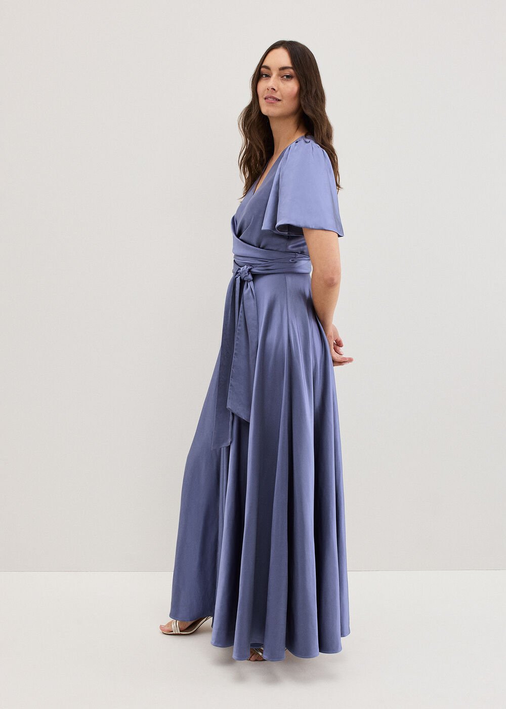 Elisa Satin Maxi Dress - Lilac