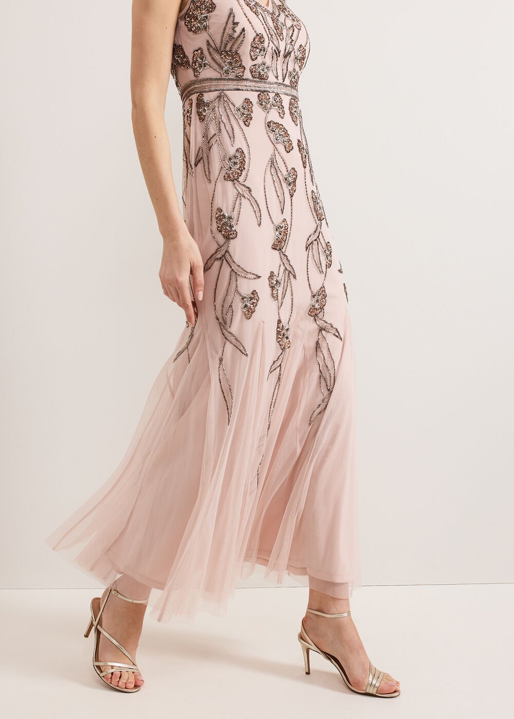 Evonne Beaded Dress - Pale Pink