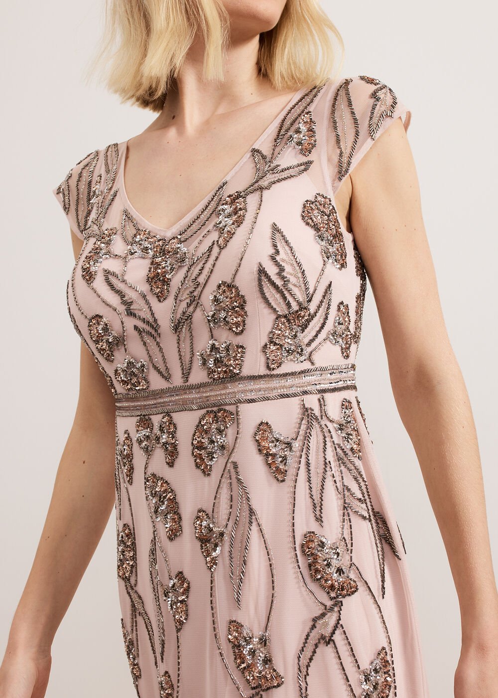 Evonne Beaded Dress - Pale Pink