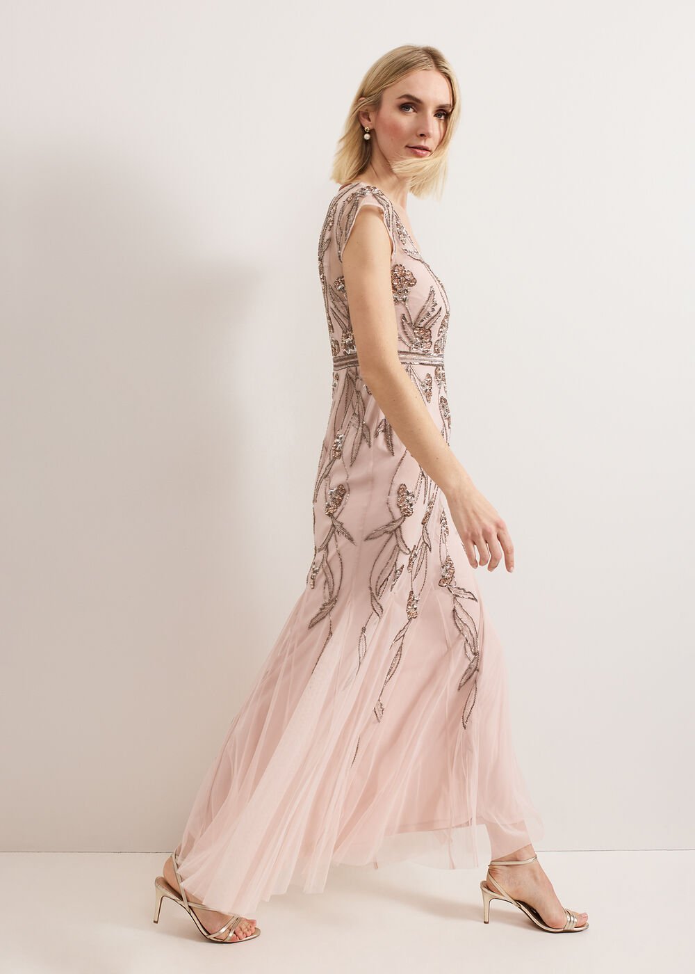 Evonne Beaded Dress - Pale Pink