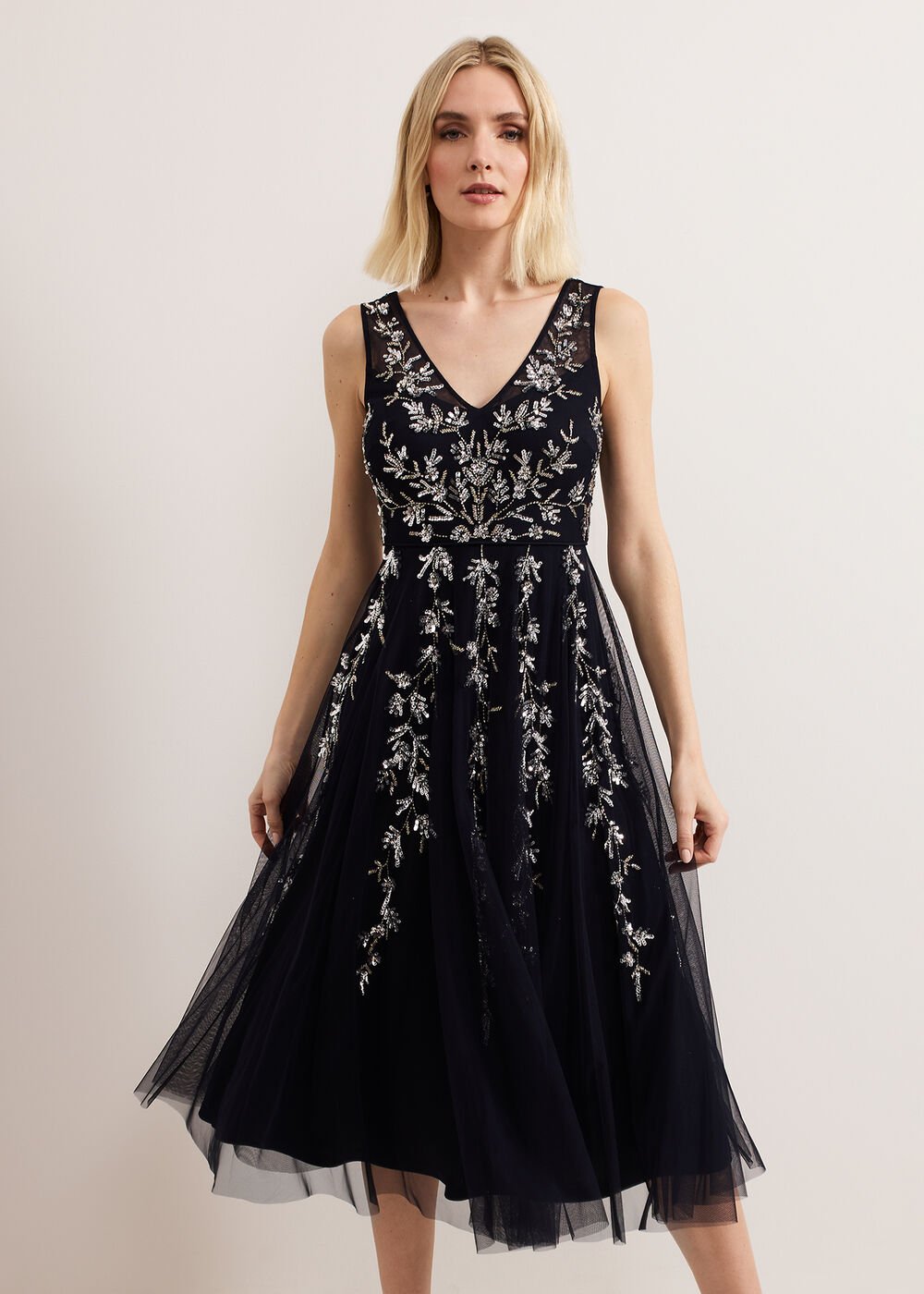 Marissa Beaded Dress - Navy