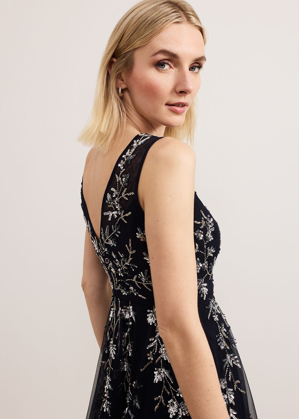 Marissa Beaded Dress - Navy
