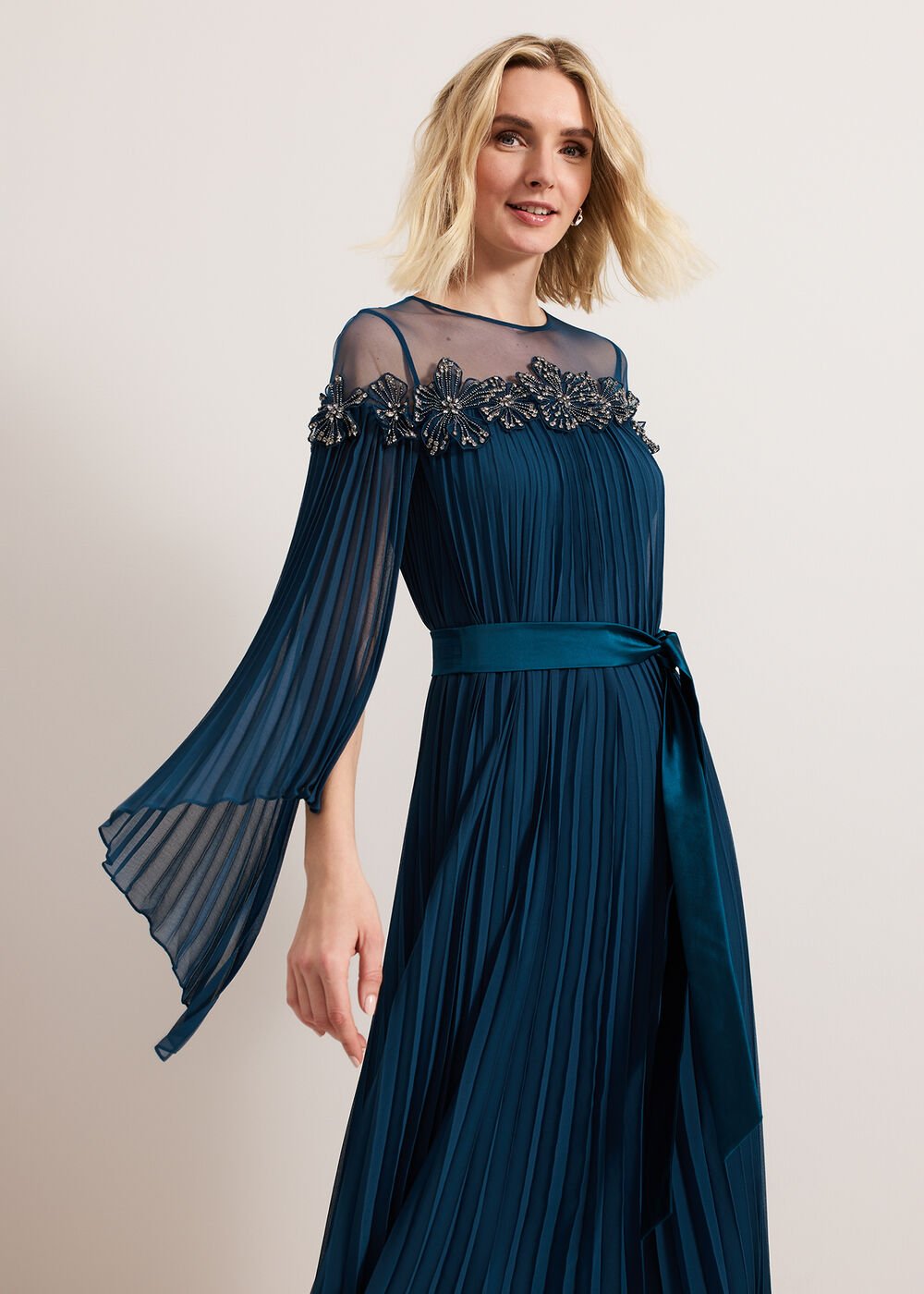 Mavery Beaded Dress - Teal