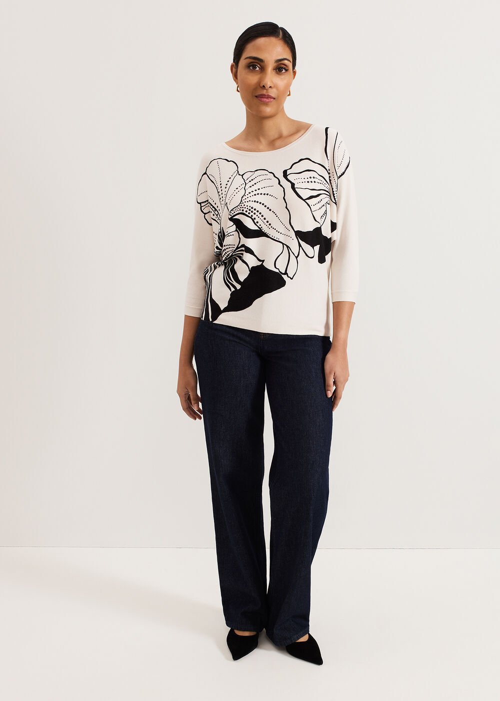 Petite Poppie Top - Black/Ivory