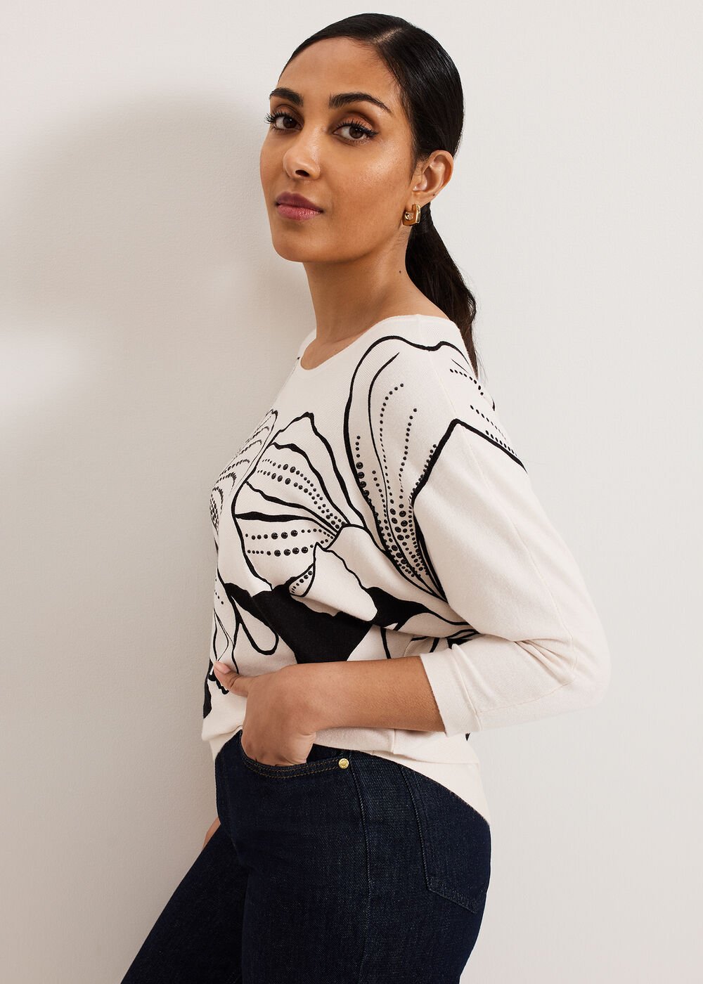 Petite Poppie Top - Black/Ivory
