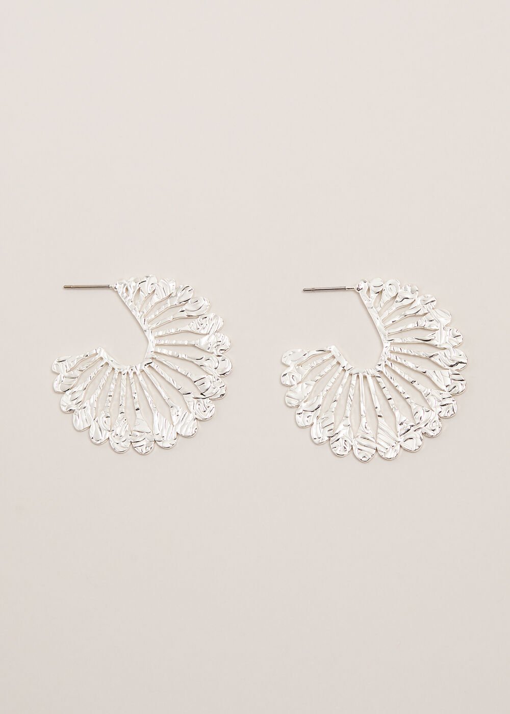 Sunray Hoop Earrings - Silver