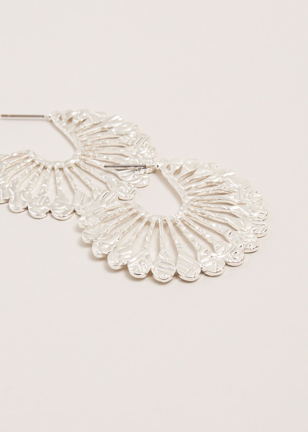 Sunray Hoop Earrings - Silver