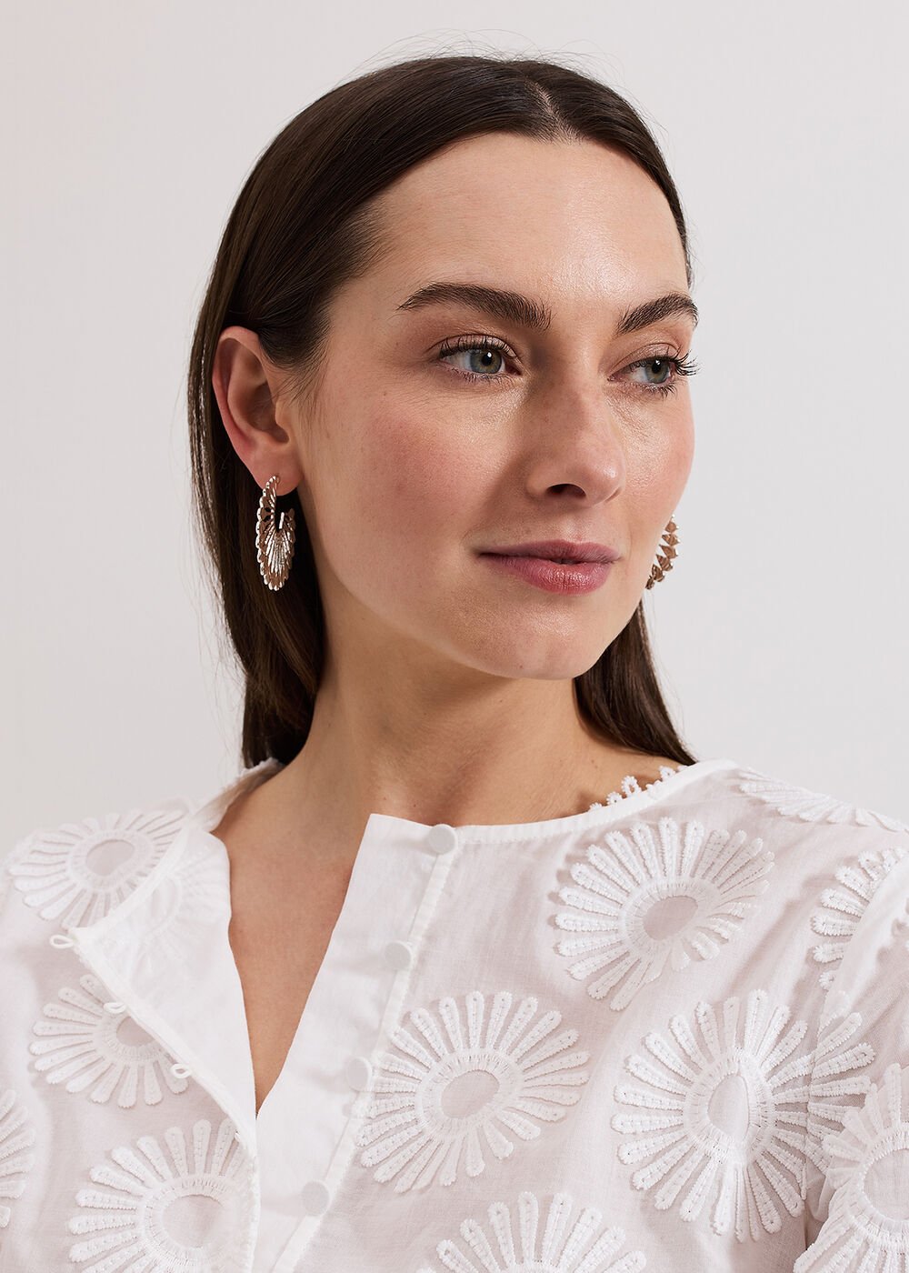 Sunray Hoop Earrings - Silver