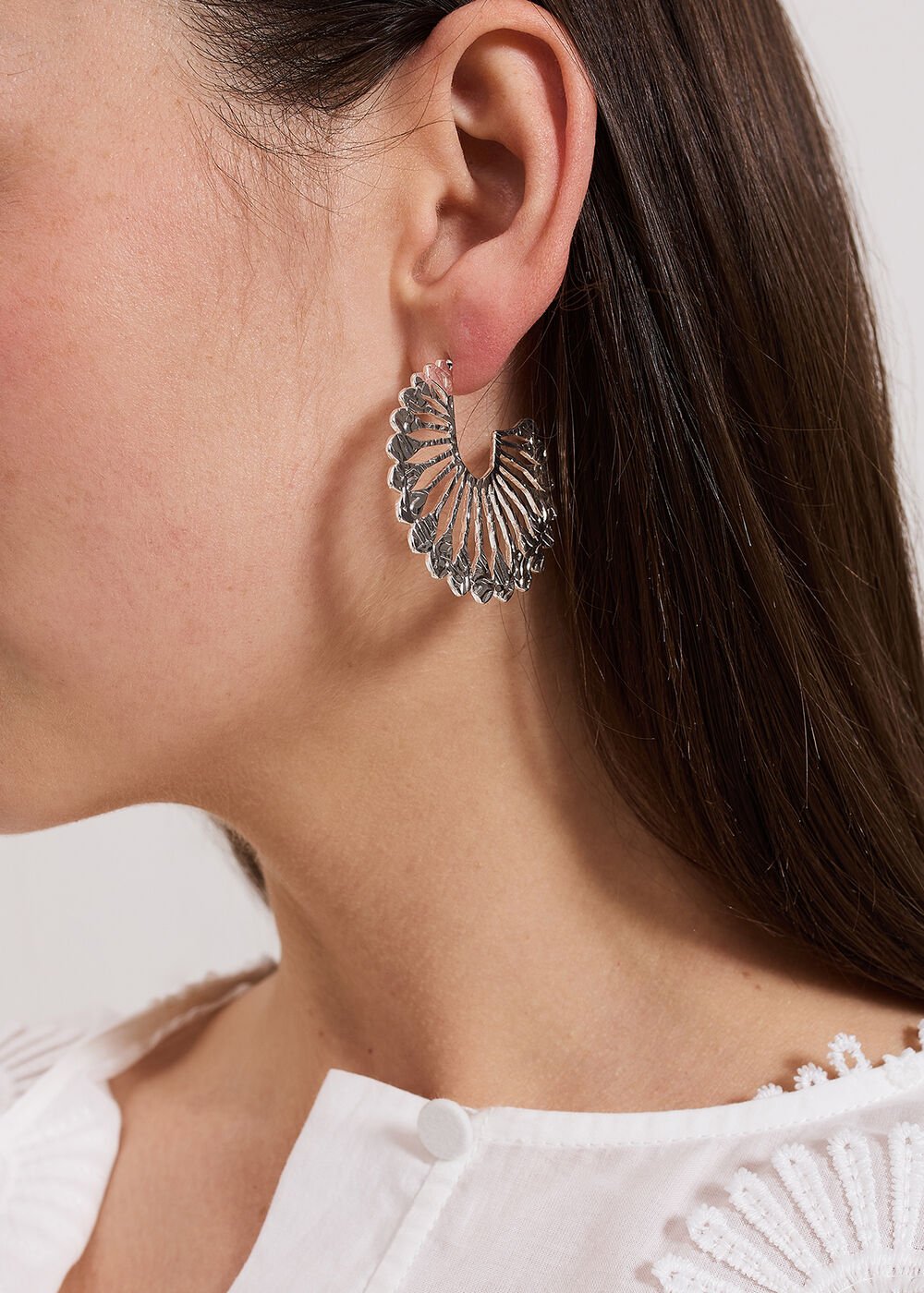Sunray Hoop Earrings - Silver