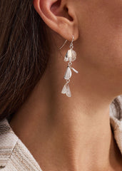 Petal Drop Earrings - Silver