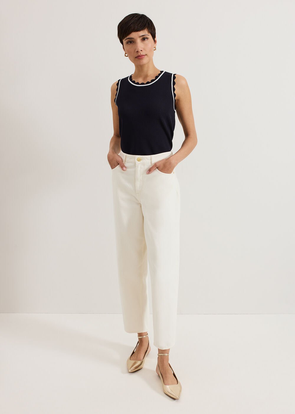 Sophia Barrel Jeans - Cream