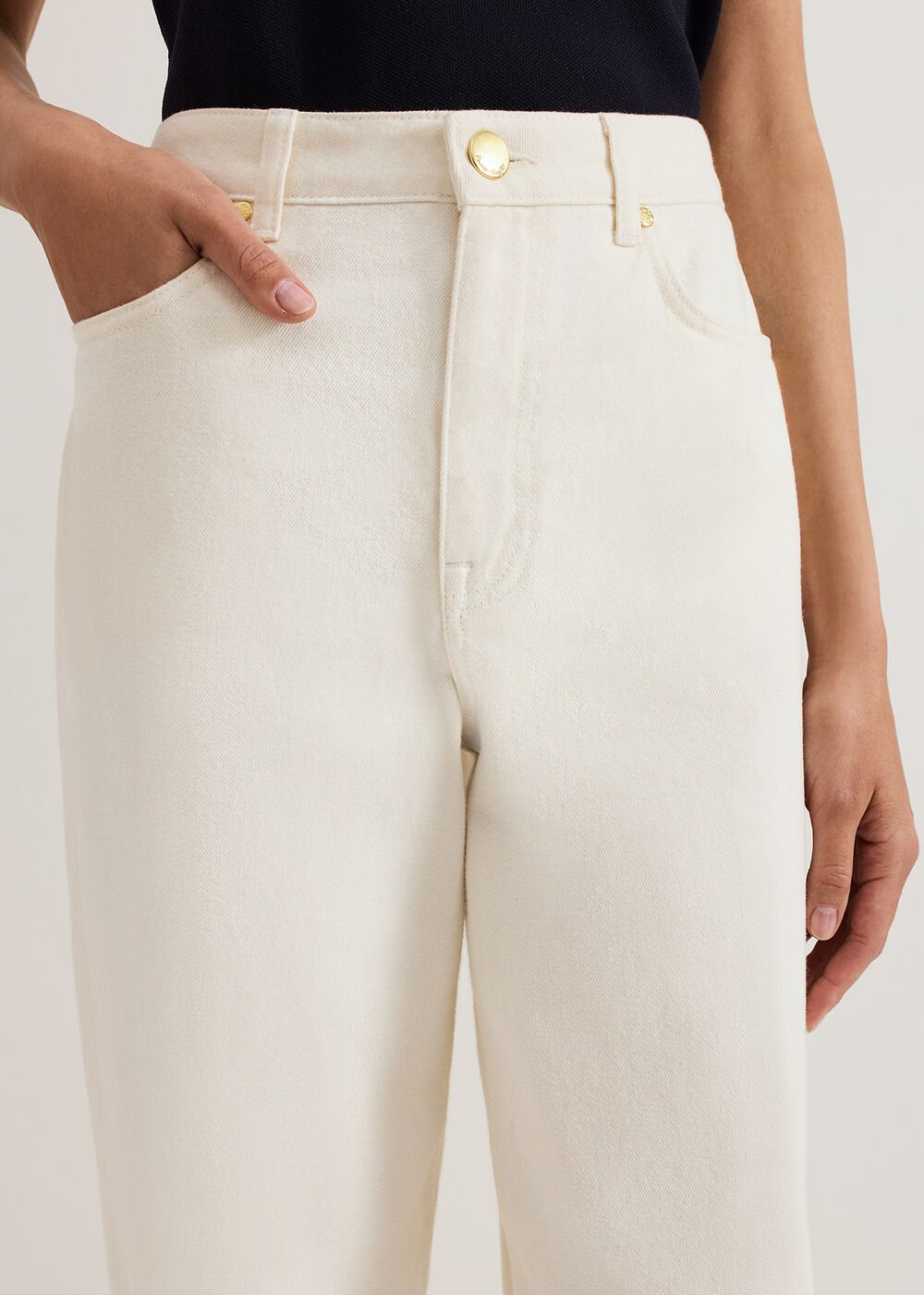 Sophia Barrel Jeans - Cream