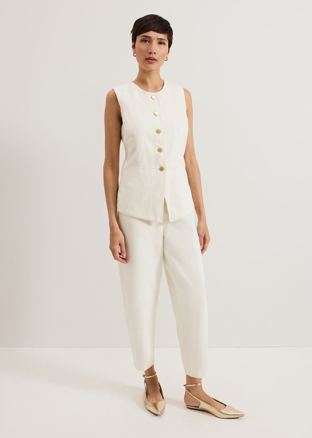 Sophia Barrel Jeans - Cream