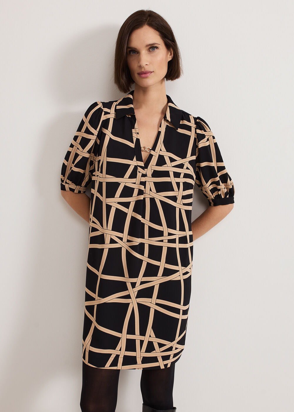Darlia Ribbon Tunic Dress - Camel