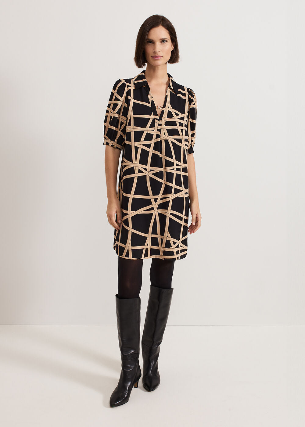Darlia Ribbon Tunic Dress - Camel