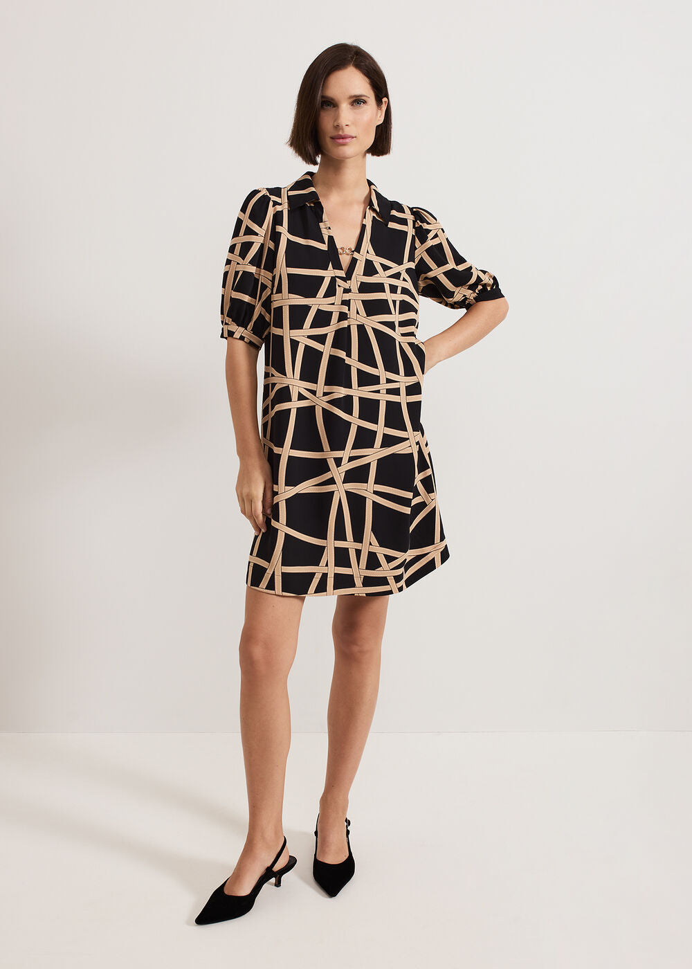 Darlia Ribbon Tunic Dress - Camel