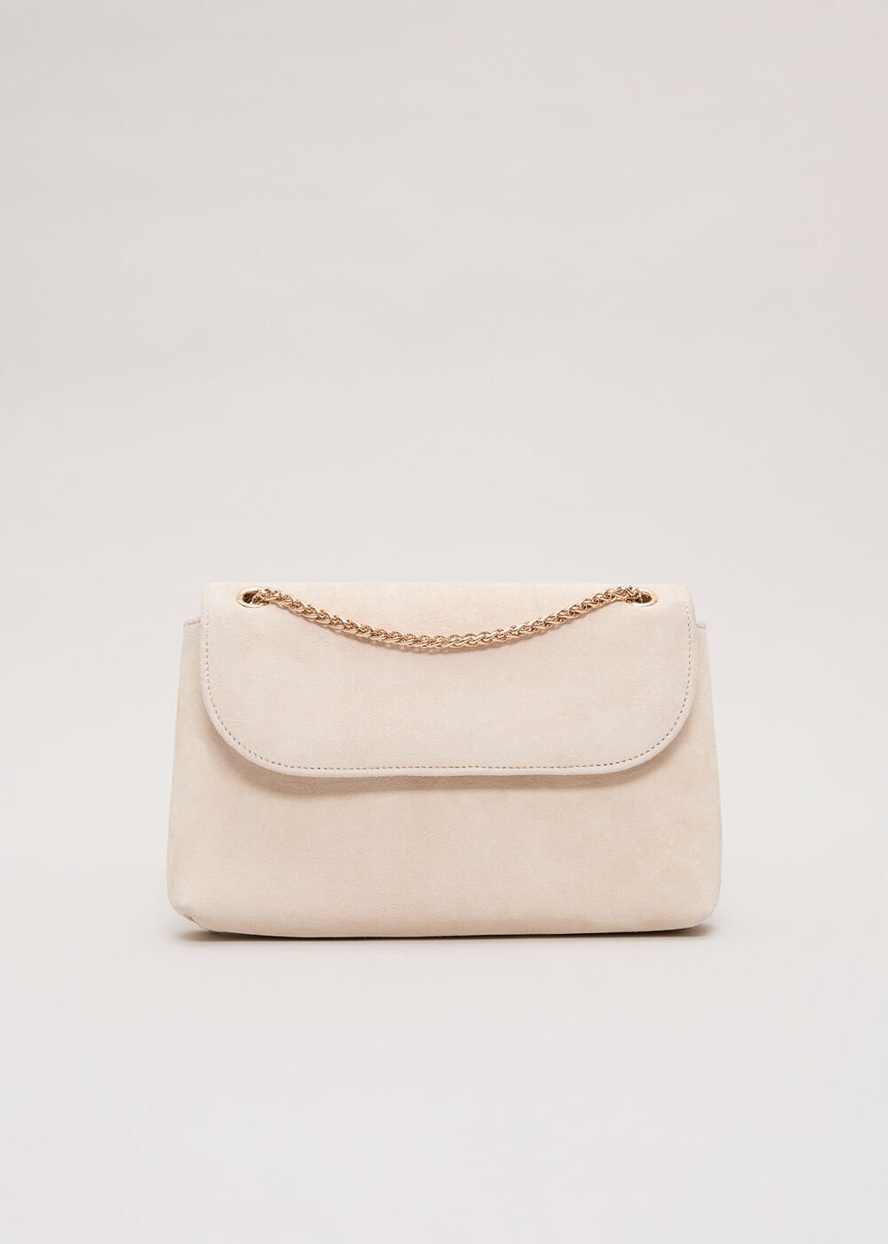Suede Chain Clutch - Neutral