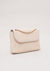 Suede Chain Clutch - Neutral