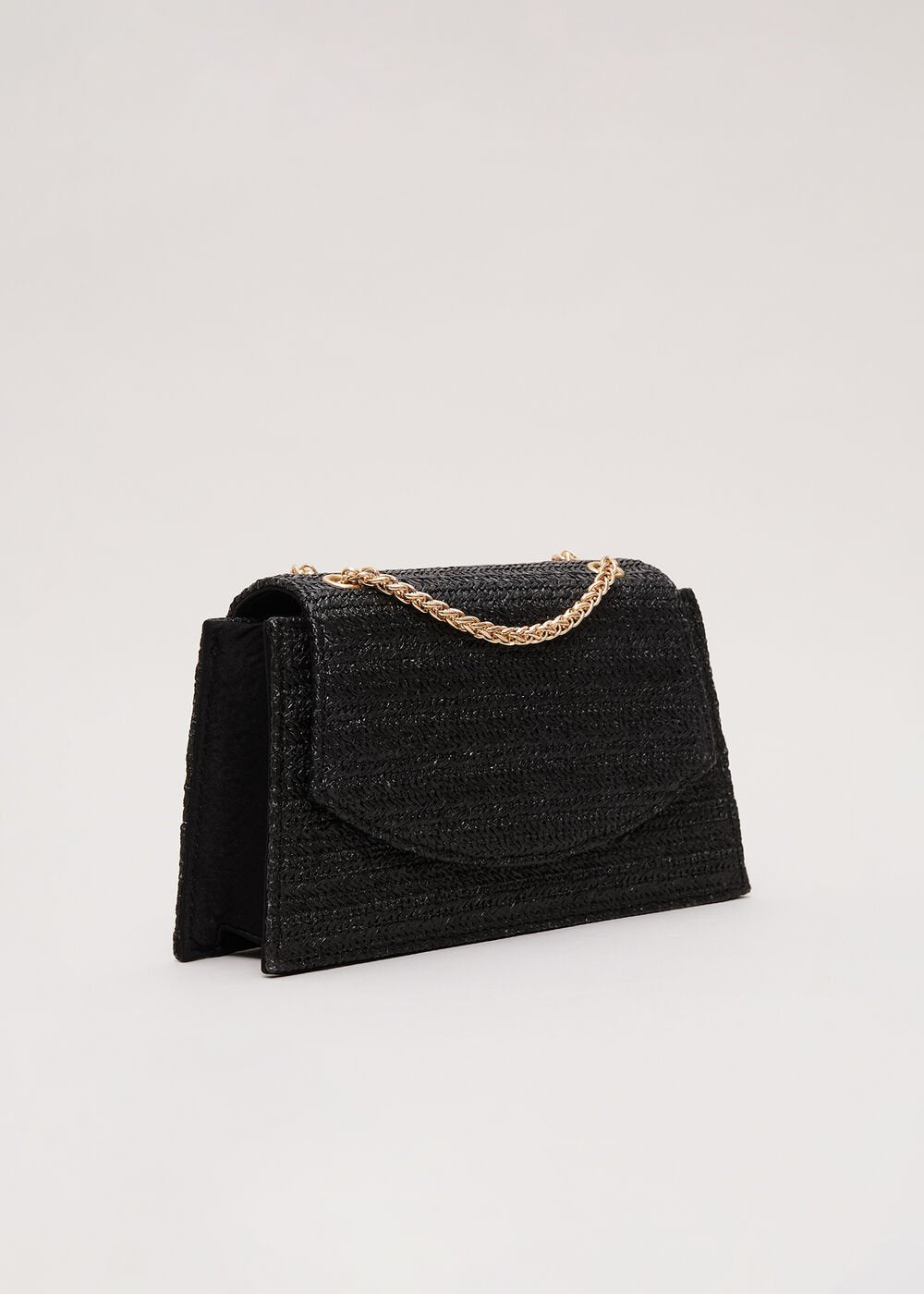 Raffia Clutch Bag - Black