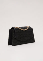 Raffia Clutch Bag - Black