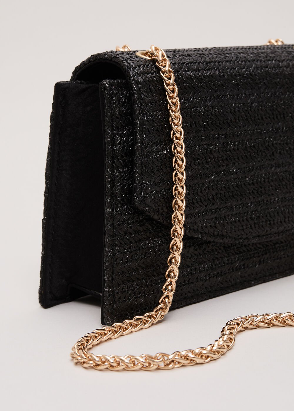 Raffia Clutch Bag - Black