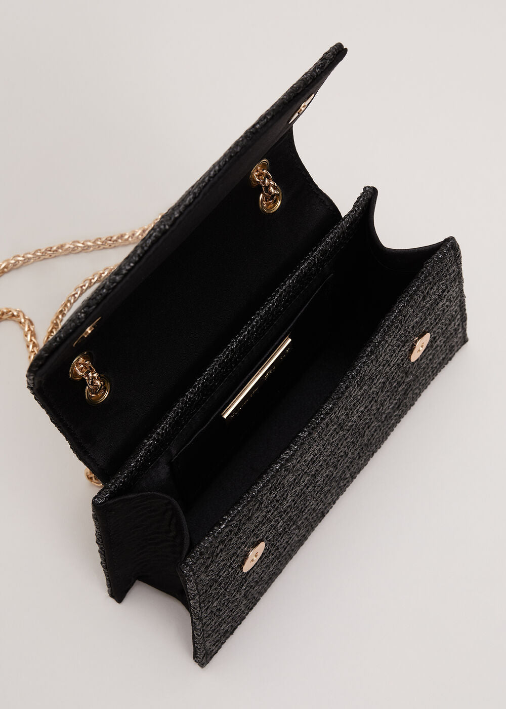 Raffia Clutch Bag - Black