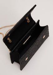 Raffia Clutch Bag - Black