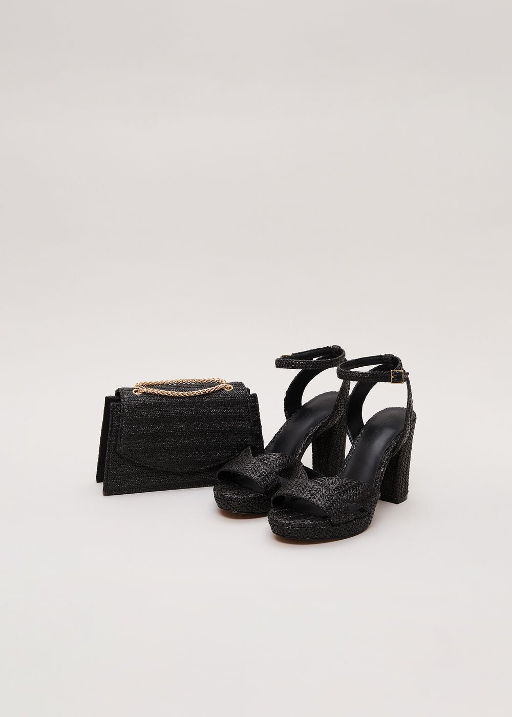 Raffia Clutch Bag - Black