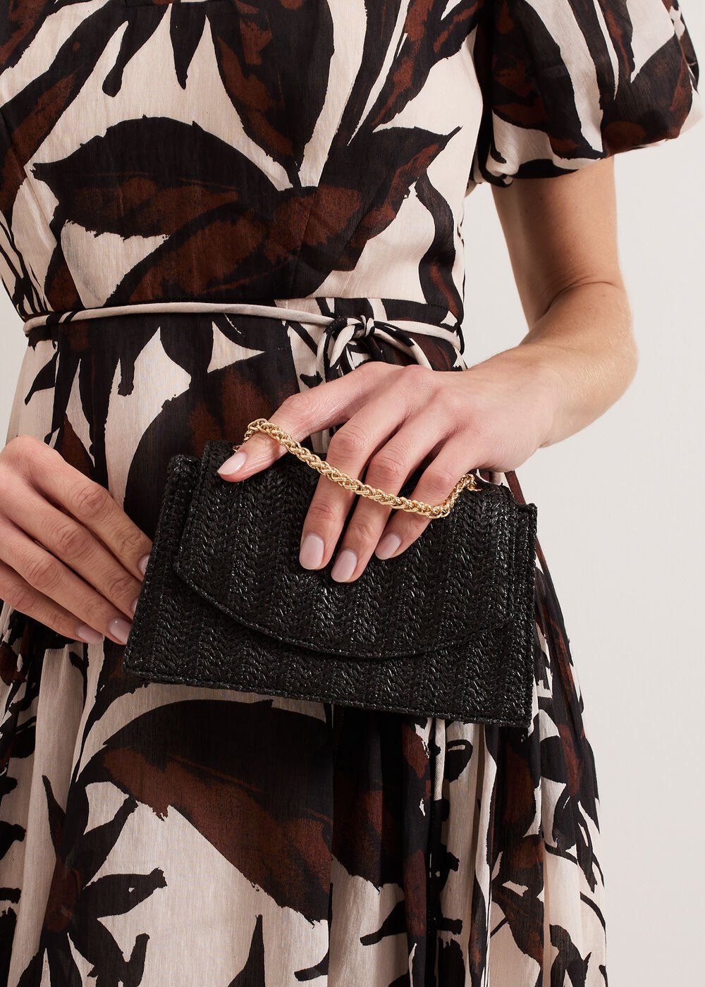 Raffia Clutch Bag - Black