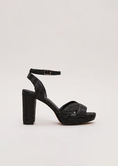 Raffia Platform Sandal - Black