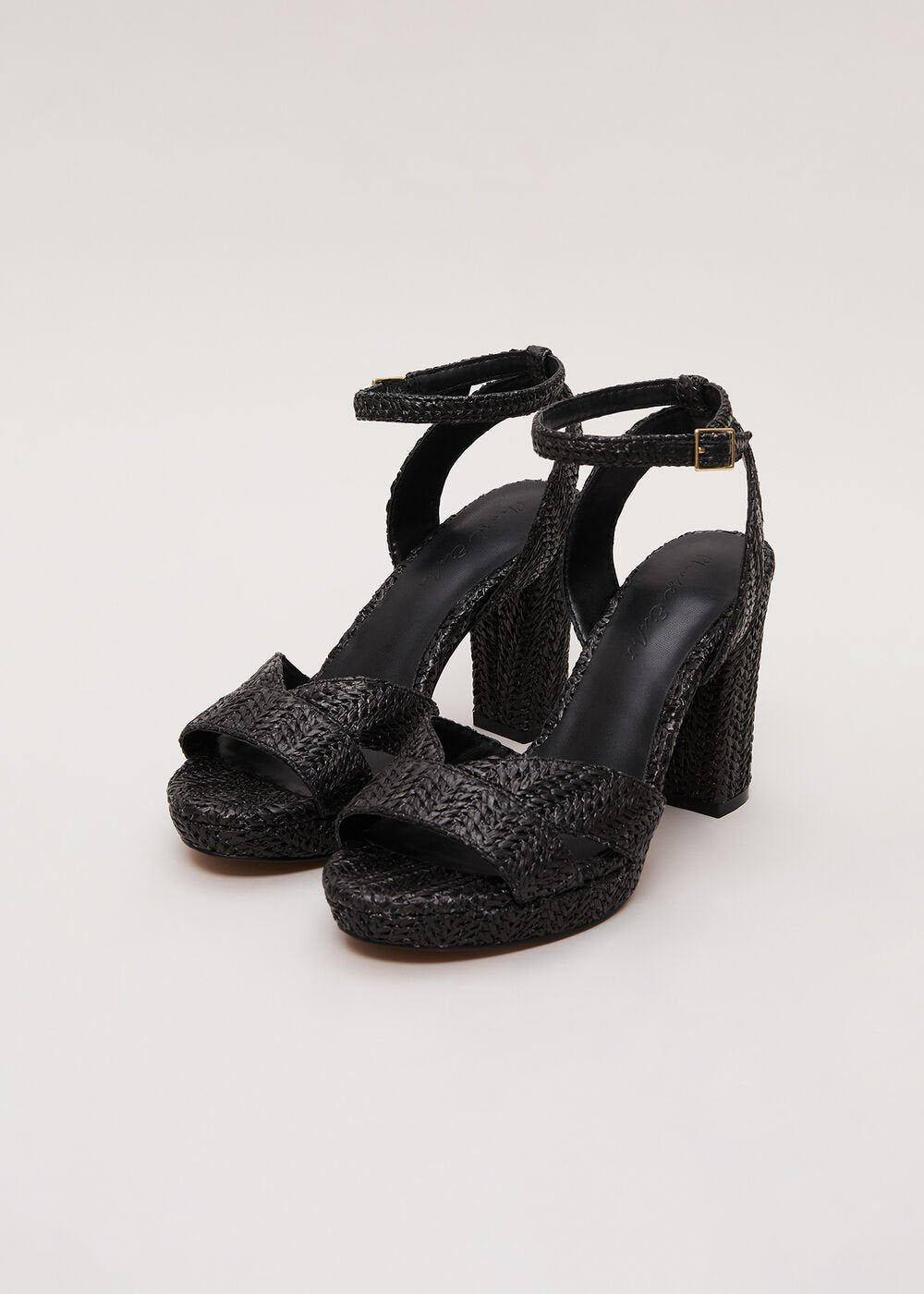 Raffia Platform Sandal - Black