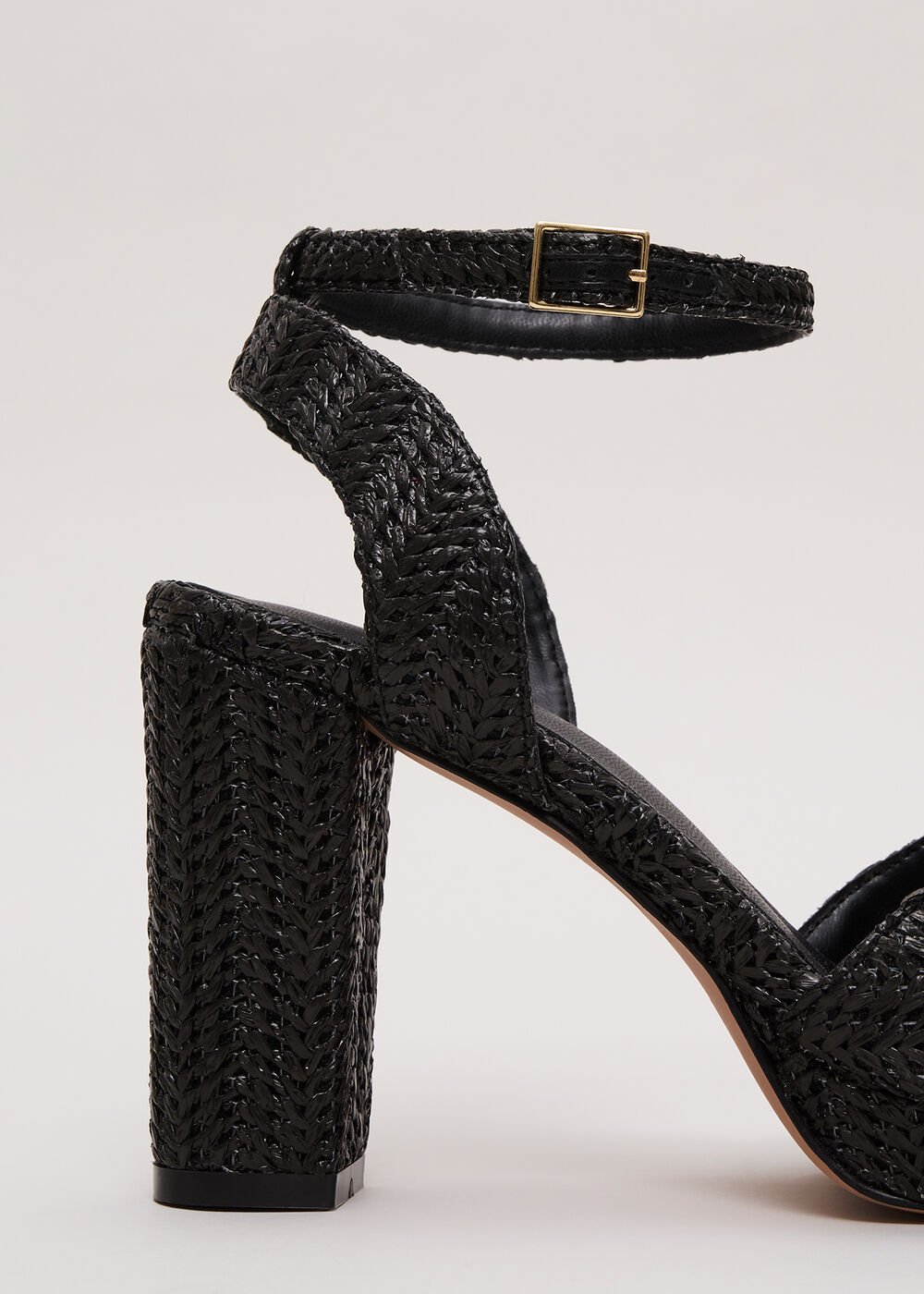 Raffia Platform Sandal - Black