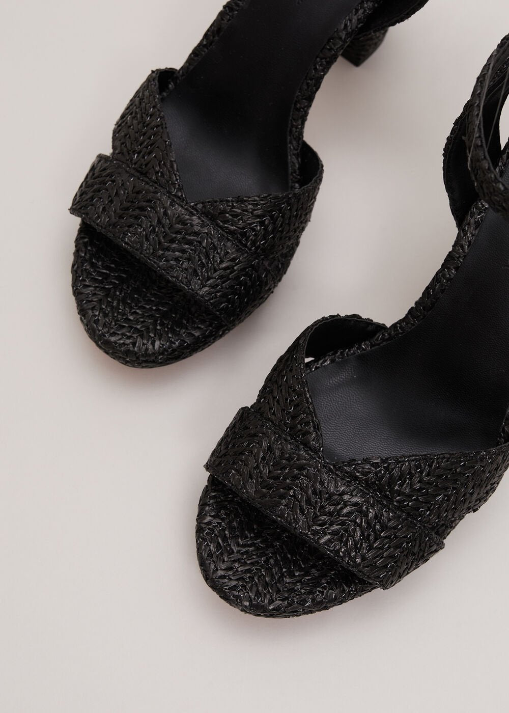 Raffia Platform Sandal - Black