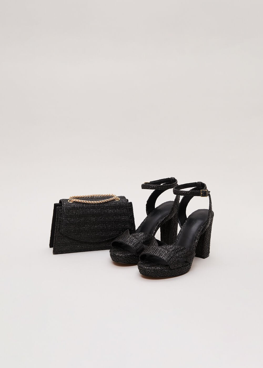Raffia Platform Sandal - Black