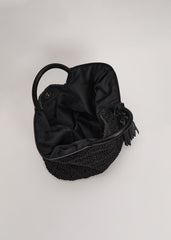 Straw Shopper Bag - Black