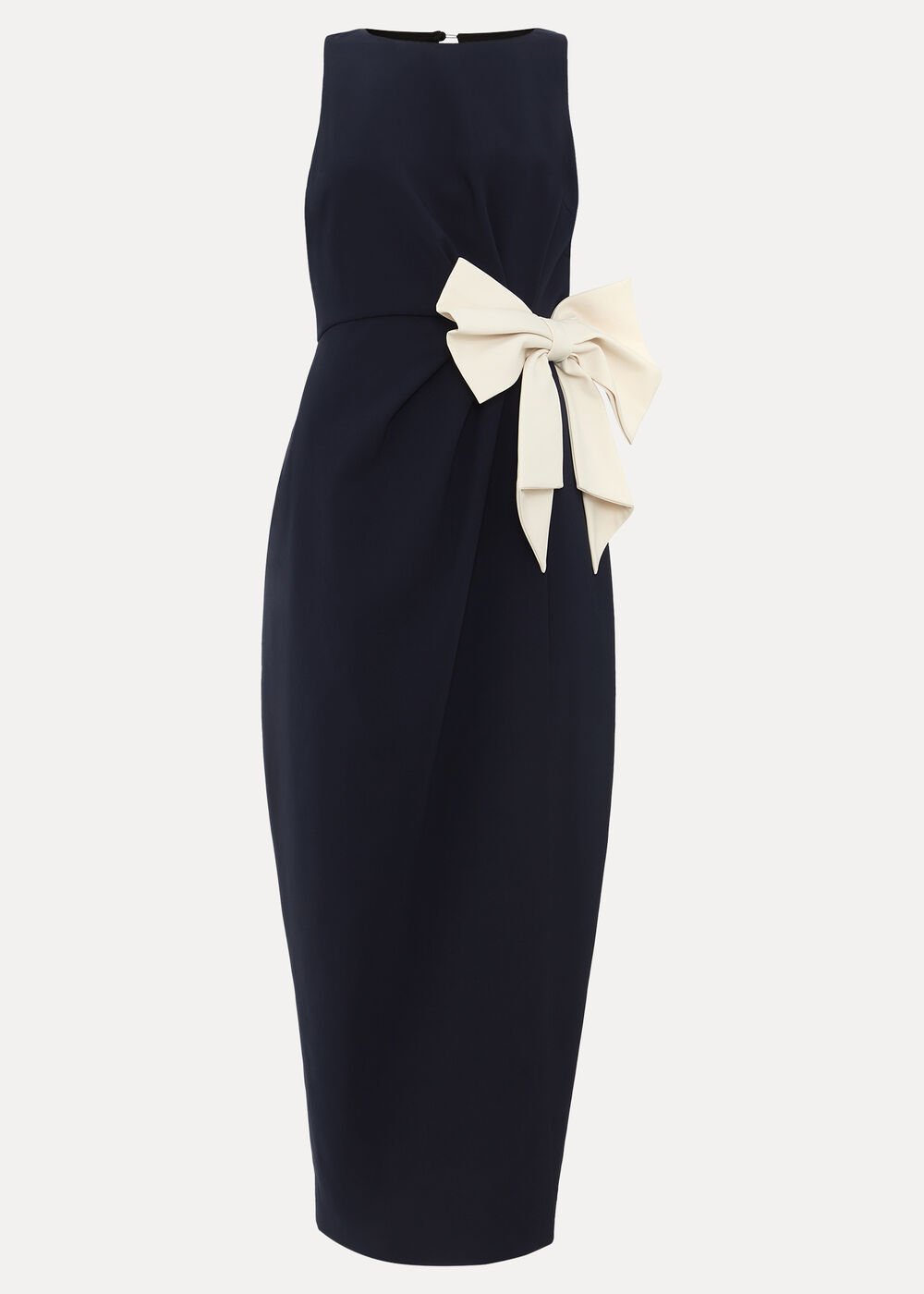 Sophia Navy Bow Midi Dress - Navy/Ivory