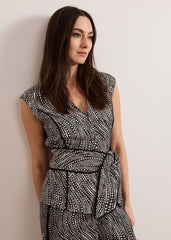 Mariana Print Top - Black/Ivory