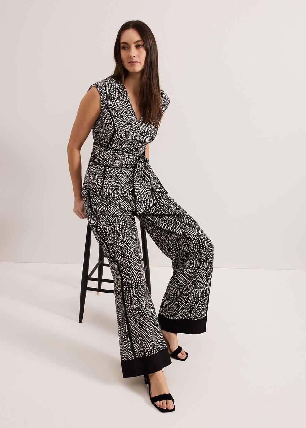Mariana Print Top - Black/Ivory