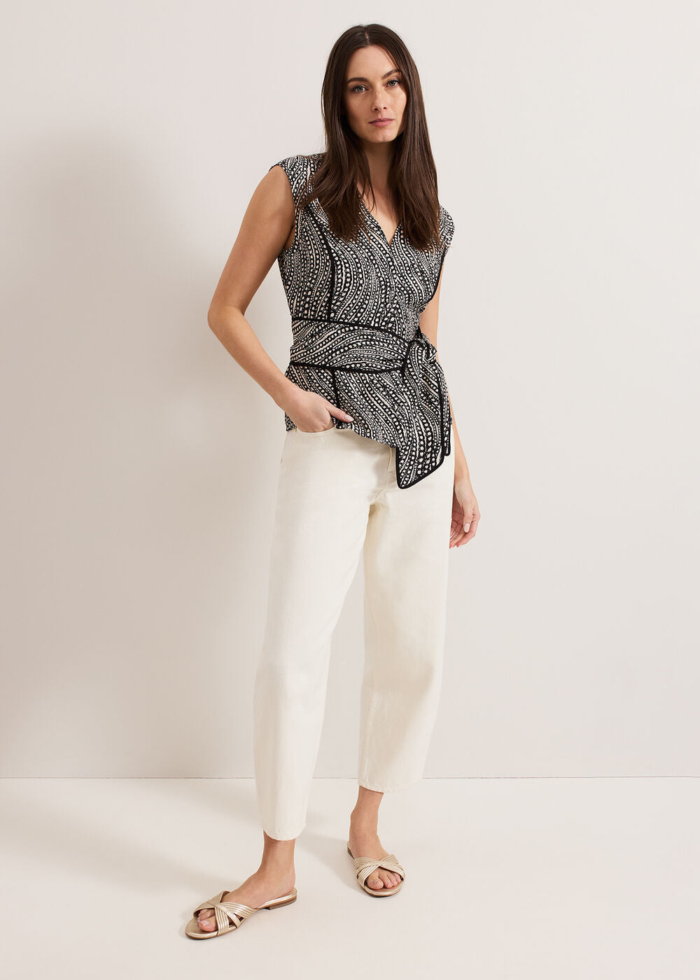 Mariana Print Top - Black/Ivory